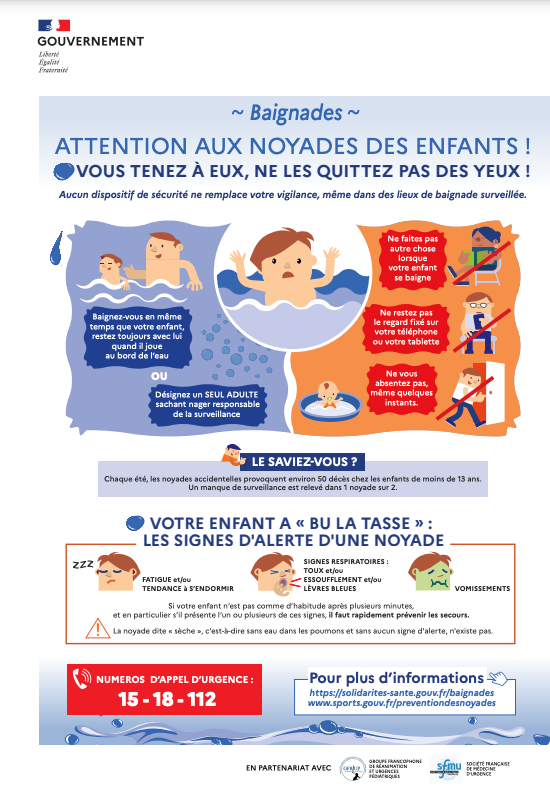 Flyer Attention Noyade